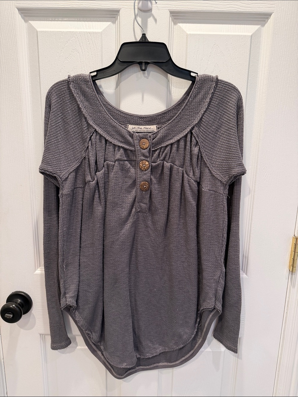 We The Free Charcoal Gray Long Sleeve Thermal Henley